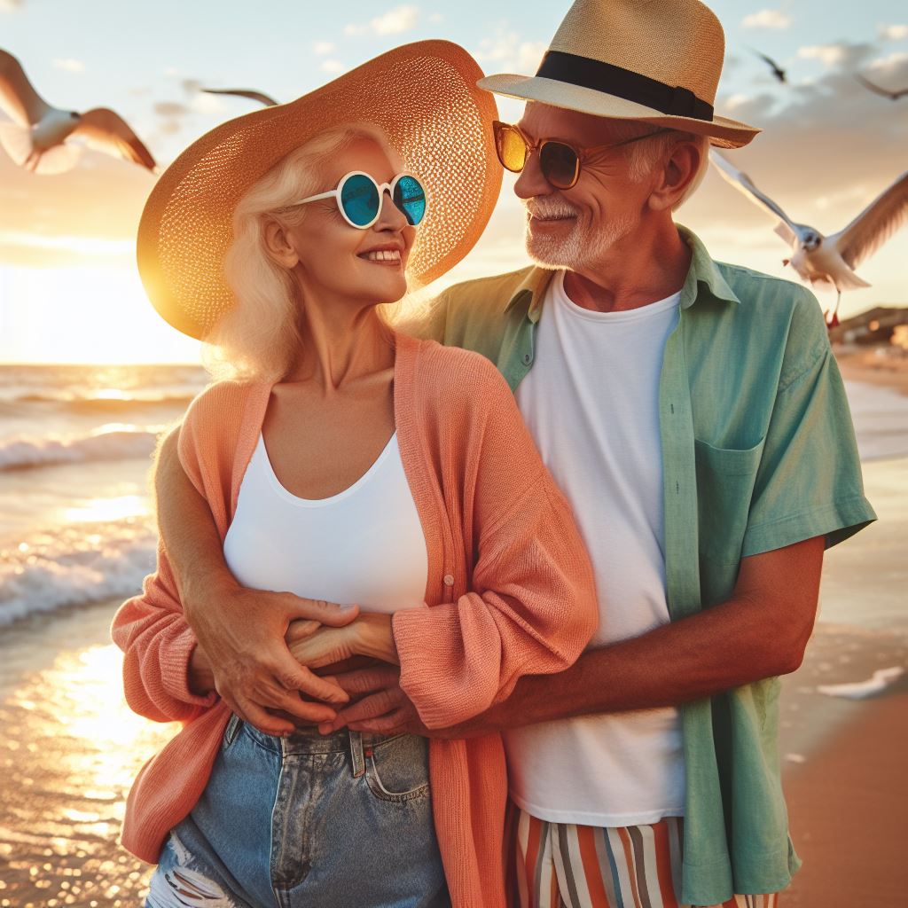 retirement couple at the beach