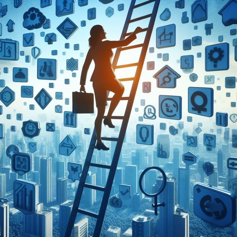 woman climbing the corporate ladder